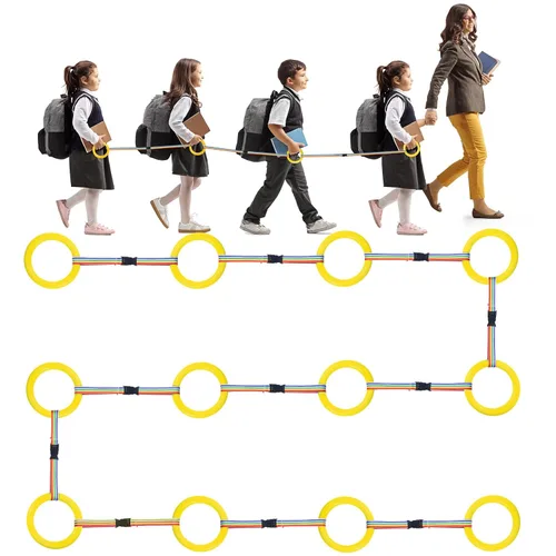 Miniatura 8 de Tatuo Juego de 12 cuerdas para caminar para niños en edad preescolar, cuerda de transición desmontable, cuerda de seguridad para guardería Azul