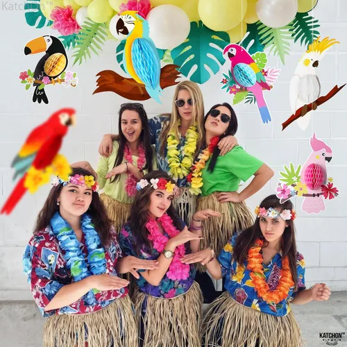 Miniatura 5 de KatchOn, Decoraciones grandes de pájaros tropicales – 12 x 5.3 pulgadas Decoraciones temáticas de selva, decoraciones de fiesta Luau, decoraciones