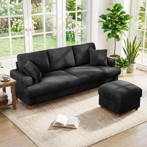 Miniatura 23 de Kidirect Silla de acento extragrande de 35.5 pulgadas, sillas de sala de montaje fácil, silla de lectura de pana para dormitorio, sillas de acento