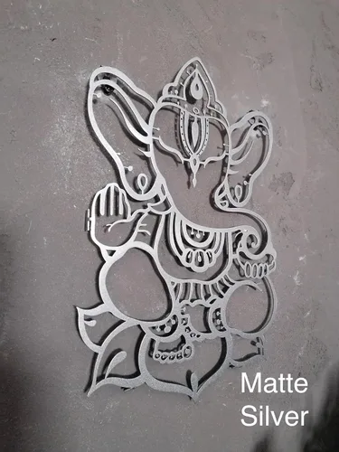 Miniatura 5 de Arte de pared de Ganesha, estatutos y decoraciones de metal - Decoración de elefante hindú e indio para el hogar (Ganesha 1)