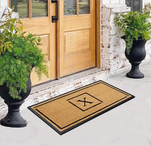 Miniatura 5 de A1HC - Tapete de puerta con monograma de fibra de coco natural para puerta delantera, 24 x 48, felpudo duradero tratado anti-desprendimiento