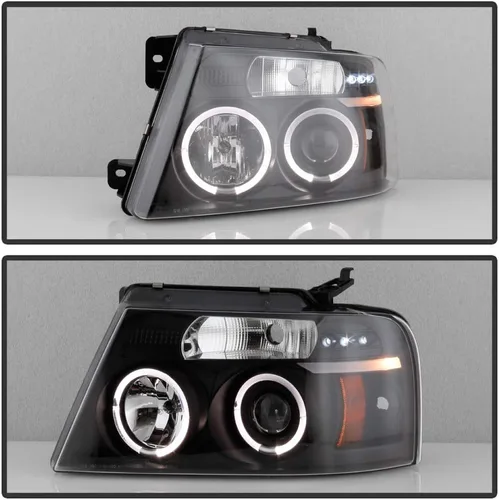 Miniatura 5 de ACANII - Focos con anillo LED halo negro para Ford F150, proyectores, faros delanteros, lado del conductor y del pasajero
