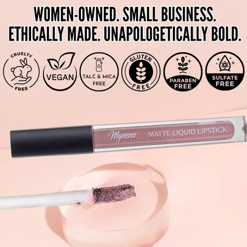 Miniatura 6 de Mynena Lápiz labial líquido mate rosa claro fresco Comodidad duradera A prueba de manchas resistente a transferencias Cobertura completa que