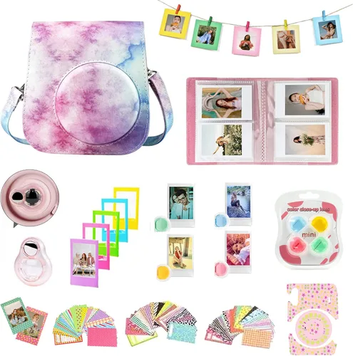 CAIYOULE Fujifilm Instax Mini 11 - Kit de accesorios para cámara con funda protectora, mini álbum, marcos, adhesivo y filtro de bricolaje (nubes