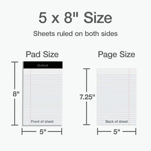 Miniatura 2 de Oxford Blocs de notas tamaño legal de 5 x 8, paquete de 12, con rayas estrechas, papel rayado blanco perforado, 50 hojas por bloc, pequeños blocs