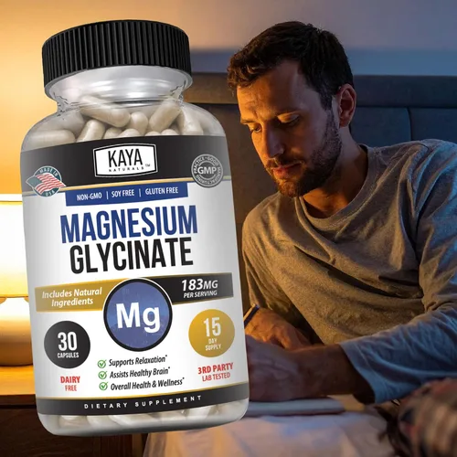 Miniatura 9 de Kaya Naturals Glicinato de magnesio 183 mg por cápsula, quelado para una máxima absorción, sin OMG, sin gluten, lácteos y soja, apoya la salud
