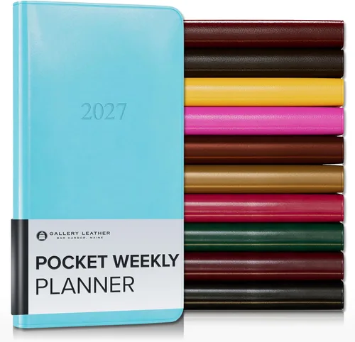 Miniatura 155 de Gallery Leather Agenda semanal y mensual grande 2025-2026, agenda y cuaderno con elegantes bordes de página dorados dorados, 12 meses, cactus Cactus