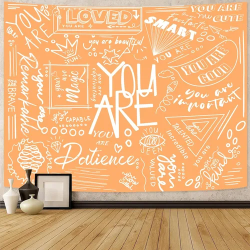 Miniatura 10 de Fungarth Quote You Are - Tapiz para niños positivos para el aula, tapices para colgar en la pared, inspirador, motivacional, blanco y negro, tapiz