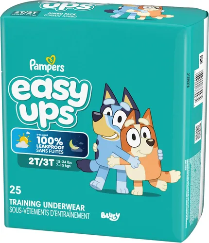 Miniatura 16 de Easy Ups - Pantalones de entrenamiento para niñas y niños, talla 4 (2T3T), 25 unidades, ropa interior de entrenamiento absorbente Bluey, hasta un