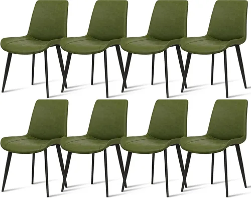 Miniatura 14 de Juego de 4 sillas de comedor, modernas sillas de comedor tapizadas de piel sintética con patas de metal resistentes y respaldo cómodo, sillas Marrón