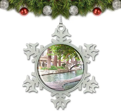 USA America River Walk San Antonio Adorno de Navidad Decoración de árbol de cristal Metal recuerdo regalo