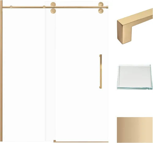 Transolid TBD608010L-S-CB Teegan 56.5-59 pulgadas de ancho x 80 pulgadas de alto Puerta corrediza de granero sin marco con panel fijo en bronce