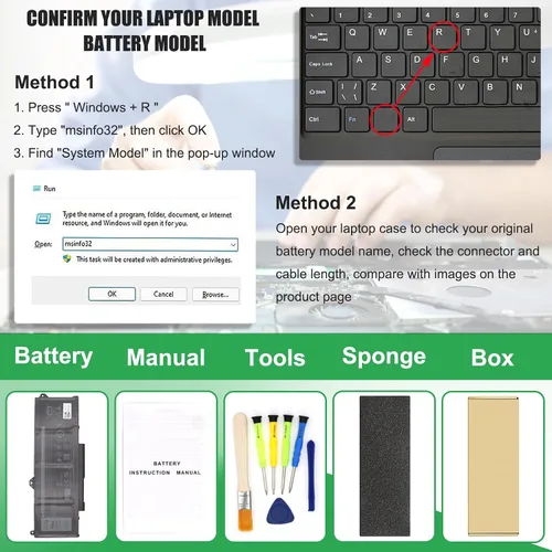 Miniatura 5 de GRT01 - Batería de repuesto para laptop Dell Latitude 14 5421 5431 15 5521 5531 Precision 3470 3561 3571 Alienware m17 R5 AMD Series Notebook 00P3TJ