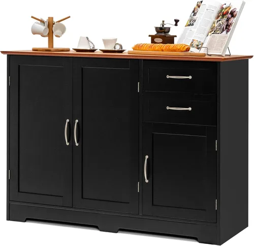 Giantex Aparador de buffet Credenza - Armario de almacenamiento, mesa de consola de cocina, comedor, armario de entrada con armario de 2 puertas y 2
