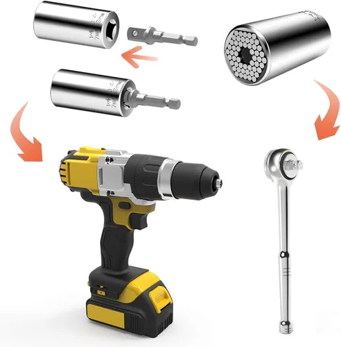 Miniatura 4 de Enchufe Universal, Enchufe Autoajustable que se Adapta a Estándar de 1/4'' - 3/4'' Métrico 7mm-19mm, Adaptadores de Enchufe para Llave de Trinquete