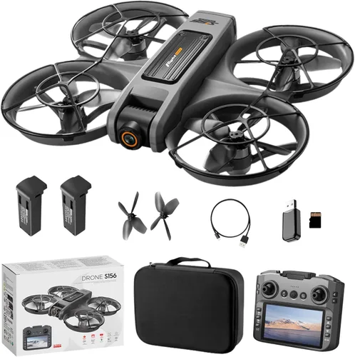 Drone RC con cámara dual HD para adultos, drones FPV con pantalla HD en el controlador, motor sin escobillas, posicionamiento de flujo óptico, modo