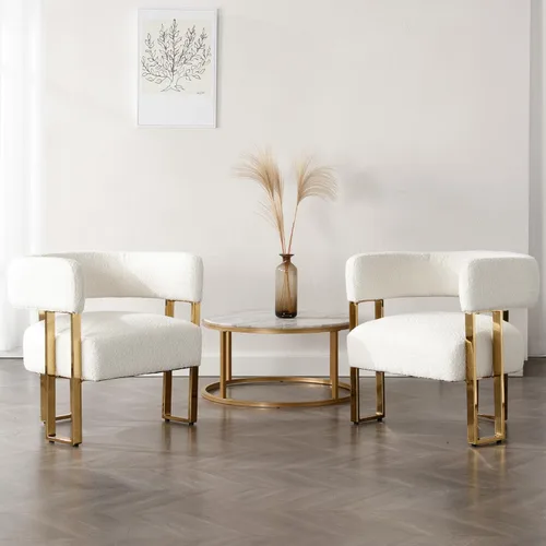 Miniatura 14 de Silla de acento barril para sala de estar con patas de metal dorado, silla lateral de terciopelo suave tapizada para dormitorio, sillón de lectura