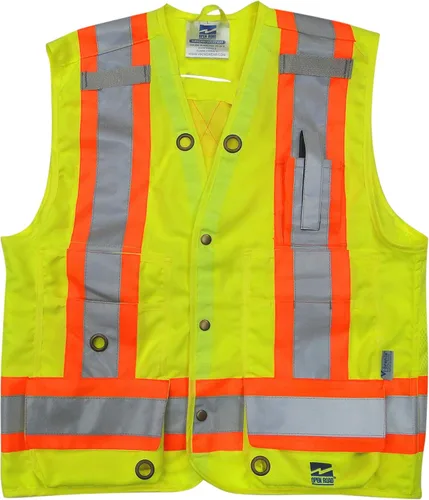 Viking Chaleco de seguridad para hombre Open Road Surveyor - Clase 2 de sarga de poliéster reflectante con cremallera de 14 pulgadas en la parte