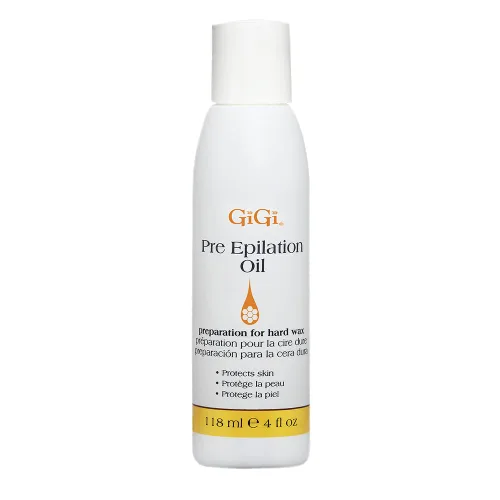 GiGi Aceite de Epilación Pre Cera para Depilación - Aceites Calmantes de Soja y Semilla de Uva, Preparación de la Piel Antes de la Cera, 4 fl oz