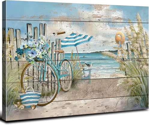 Miniatura 34 de Arte de pared abstracto de flores blancas azules y doradas, decoración de pared azul marino y dorado, marmoleado de flores silvestres