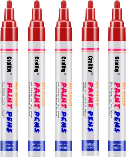 Miniatura 9 de Marcadores de pintura blanca, paquete de 5 rotuladores de pintura a base de aceite, impermeables, de secado rápido y permanente, para pintura