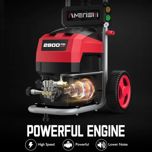 Miniatura 4 de AMERISUN Lavadora a presión eléctrica, 2800 PSI máximo y 2.0 GPM, lavadora eléctrica con tanque de jabón integrado, pistola rociadora y manguera