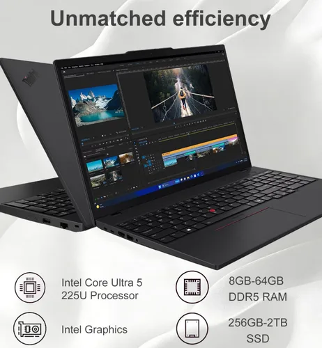 Miniatura 2 de Lenovo ThinkPad T16 G4 Business AI PC portátil, 16 pulgadas FHD+, Intel 12-Core Ultra 5 225U (>i7-1355U), cámara web IR, Thunderbolt 4, computadora