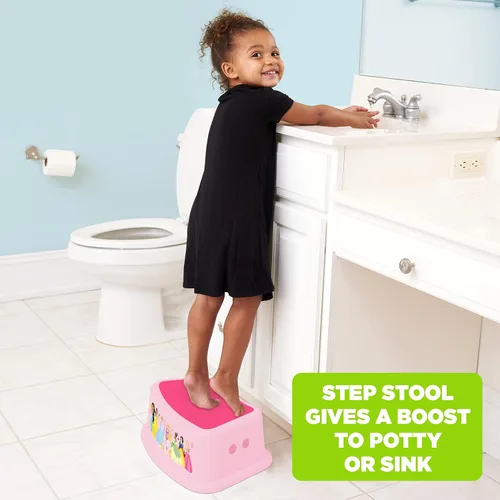Miniatura 5 de Disney Princess Loving Life Taburete Escalón - Taburete para niños, entrenamiento para ir al baño, antideslizante, baño, cocina, ligero