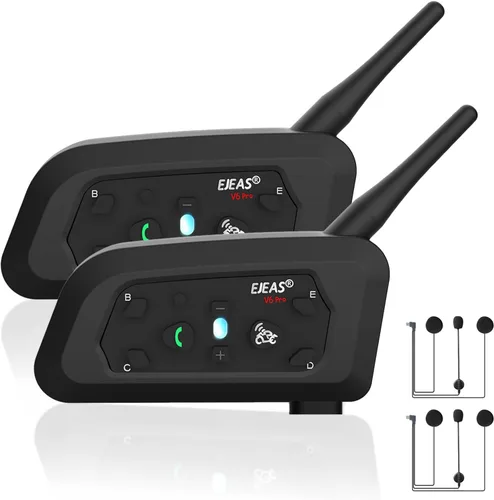 Miniatura 9 de EJEAS Casco de motocicleta Bluetooth V6 Pro, 2 vías 1200M sistema de comunicación de intercomunicación de motocicleta para esquí/ATV/Dirt