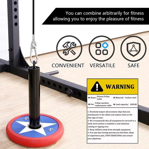 Miniatura 7 de Fitness Pulley Cable, Gym Replacement Cable Heavy Duty Steel Wire Rope Fitness Cable Pulley System Attachments Home Gym Machine Equipment Workout