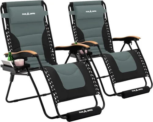 Miniatura 26 de Amopatio XL Padded Zero Gravity Chairs Foldable Zero Gravity Lounge Chair Outdoor Portable Reclining Chair with Removable Cup
