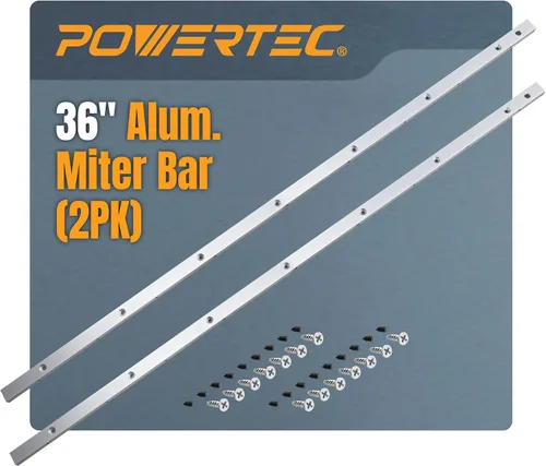 Miniatura 10 de POWERTEC Barra de inglete transversal para trineo de sierra de mesa, 3/4 pulgadas x 3/8 pulgadas x 17 pulgadas con agujeros preperforados