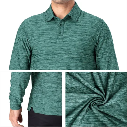 Miniatura 42 de NAVISKIN Camisas polo para hombre, de secado rápido, UPF 50, manga larga y corta, que absorben la humedad