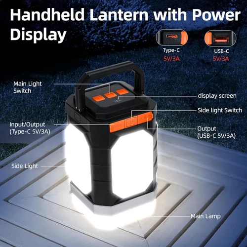 Miniatura 5 de Sinvitron Linterna de campamento recargable: 30,000 mAh luces de campamento portátiles, carga rápida QC3.0, 1000 lúmenes, tiempo de funcionamiento