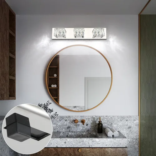 Miniatura 4 de Lámpara LED de baño – Moderna lámpara de tocador de cristal de 3 luces – Lámpara de pared cromada para baño 5CCT regulable