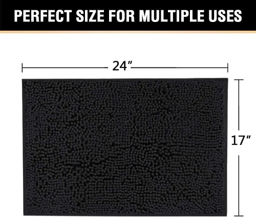 Miniatura 2 de H.VERSAILTEX Tapete de baño de felpilla de lujo negro de 17 x 24 pulgadas, paquete de 2 alfombras de baño de 32 x 20 pulgadas y 20 x 20 pulgadas