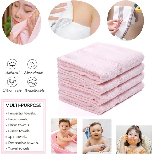Miniatura 3 de 4 toallas rosas para baño, 11 x 18 pulgadas, toallas de rizo extra absorbentes y suaves para pieles sensibles, de secado rápido