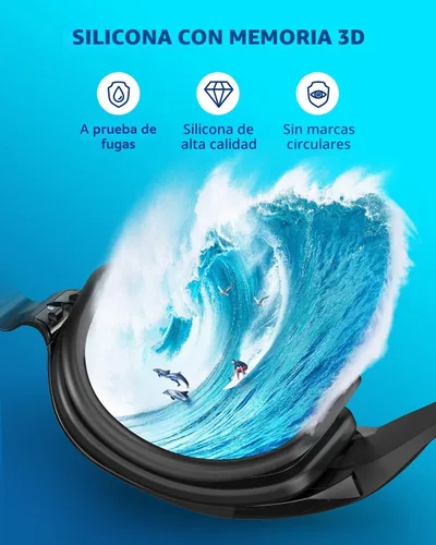 Miniatura 5 de Aegend Gafas de natación, gafas de natación sin fugas, protección completa para adultos, hombres, mujeres y jóvenes Negro (Lente de color negro)