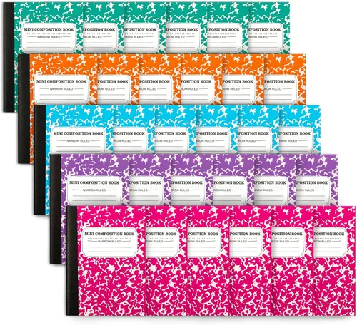 Miniatura 8 de feela Cuaderno de composición, tamaño pequeño, 30 unidades, 5 colores, con rayas estrechas, mini libros de composición a granel, de bolsillo