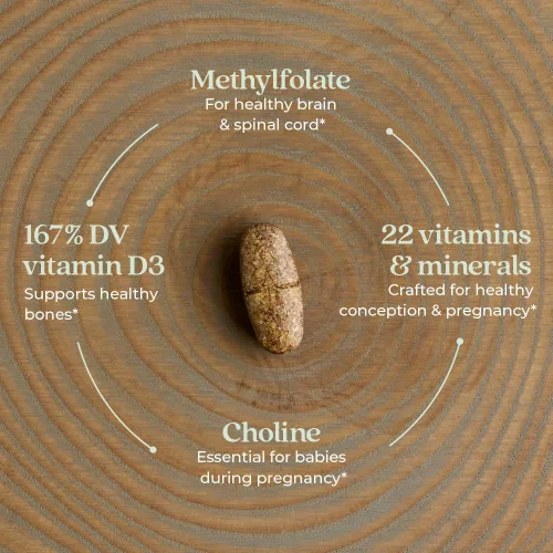 Miniatura 3 de New Chapter Vitaminas multivitamínico prenatal con metilfolato + colina para mamá saludable bebé, uno diario, 60