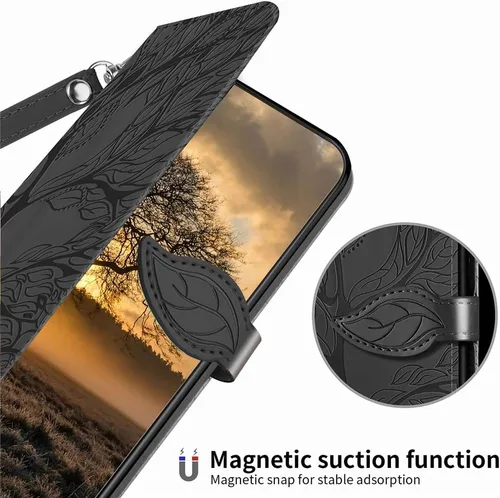 Miniatura 4 de Funda para Google Pixel 7 Pro, funda tipo cartera para Pixel 7 Pro 5G, piel sintética de alta calidad con diseño de árbol en relieve, función atril