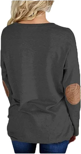 Miniatura 3 de Pink Queen - Blusa suelta de mujer con cuello redondo, camiseta de manga murciélago con parches