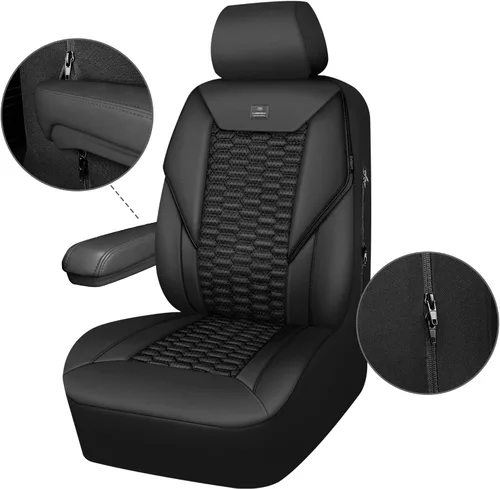 Miniatura 9 de CAR PASS Juego completo de fundas para asientos de automóvil de espuma 3D y cuero PU, lujosas fundas para asientos de cuero sintético transpirables