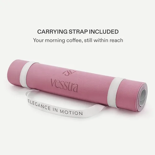 Miniatura 4 de Esterilla de yoga premium – Agarre de poliuretano antideslizante activado por el sudor I Base de goma natural I 0.157 in para yoga, pilates y Rosa