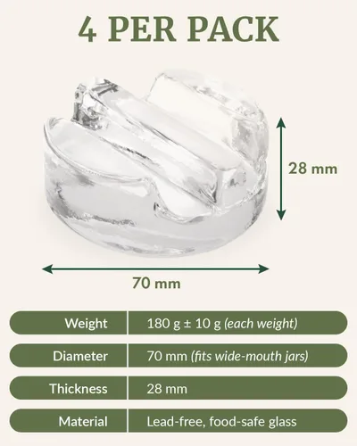 Miniatura 2 de Elementi Juego de 4 pesas de fermentación de vidrio fáciles de usar, ajuste perfecto para frascos Mason de boca ancha, kit de fermentación de vidrio