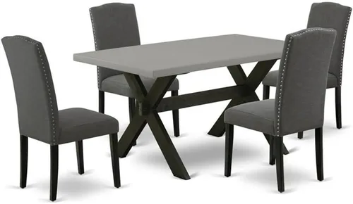 Miniatura 24 de East West Furniture V696EN120-5 - Juego de mesa de comedor moderno de 5 piezas, incluye una mesa rectangular de madera con patas en V y 4 sillas