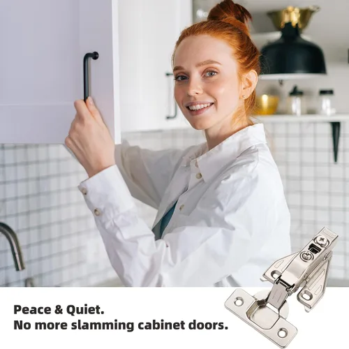 Miniatura 8 de DecoBasics Bisagras de gabinete de cierre suave de superposición completa para armarios de cocina, bisagra de puerta oculta de marco frontal