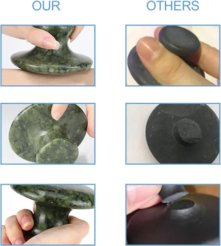 Miniatura 6 de gemshan Piedra de masaje, rocas calientes naturales de 3.5 pulgadas, herramienta de masaje corporal Gua Sha para masaje de celulitis, drenaje Jade