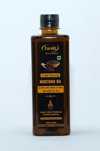 True Oils Aceite de mostaza prensado en frío para el crecimiento del cabello y masaje corporal | Aceite de semilla de mostaza negra 100% puro y