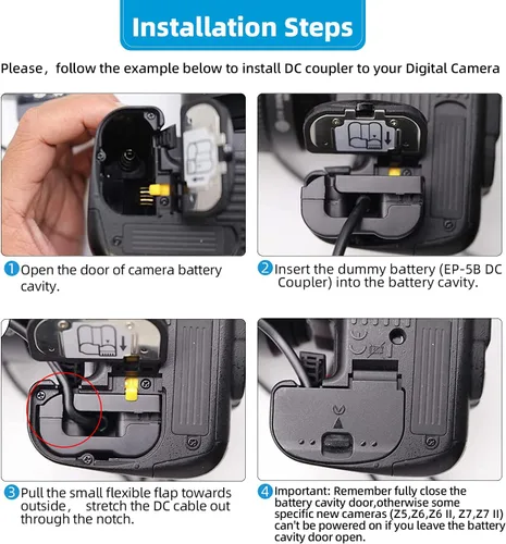 Miniatura 4 de Glorich EP-5B Acoplador DC EN-EL15 EN-EL15a Batería ficticia EH-5 Adaptador de fuente de alimentación de CA Conector de alimentación para Nikon 1 V1